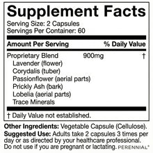 Load image into Gallery viewer, Supplement facts label with ingredients and usage instructions on a white background