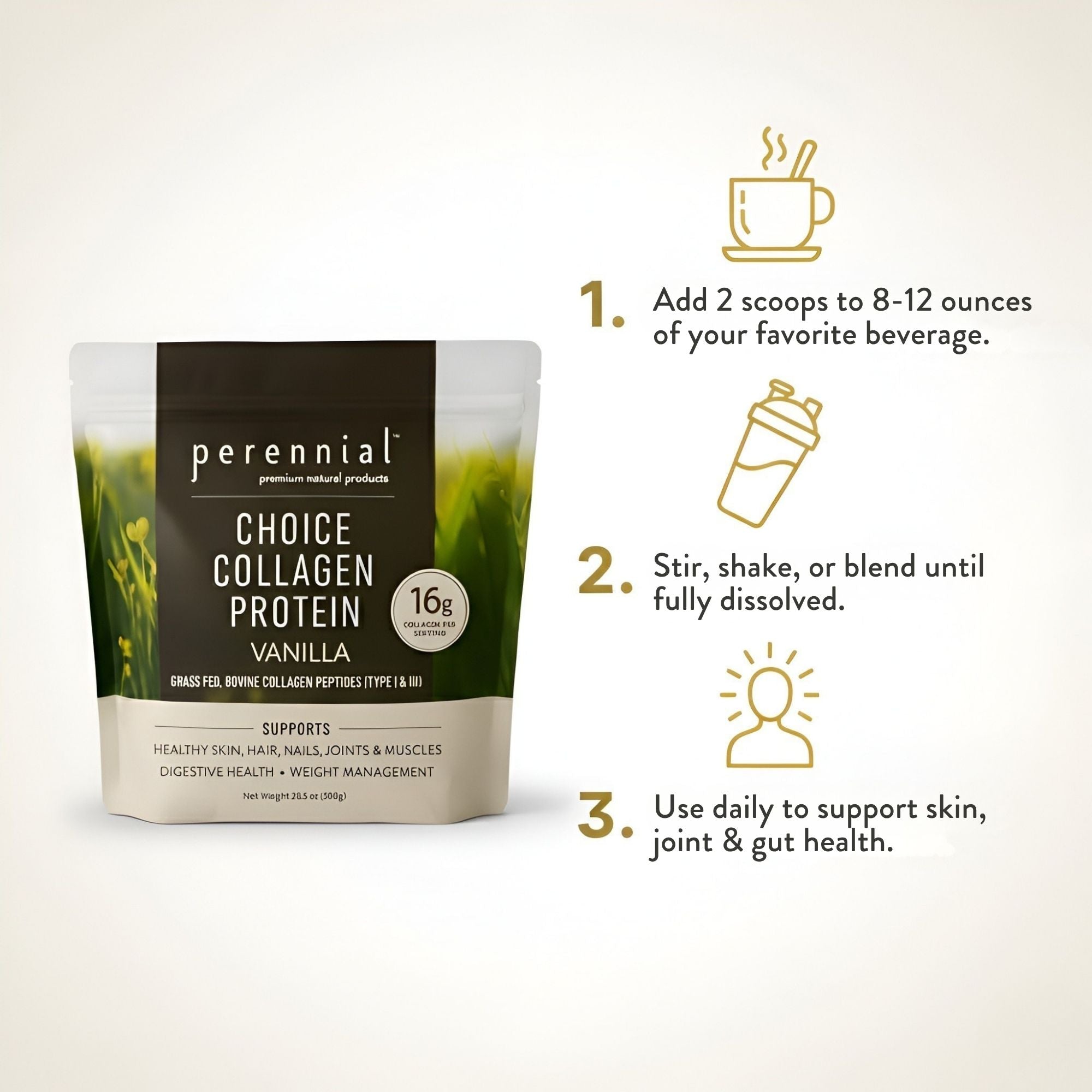 Collagen Peptides for Skin, Joints & Gut —  Vanilla | Perennial